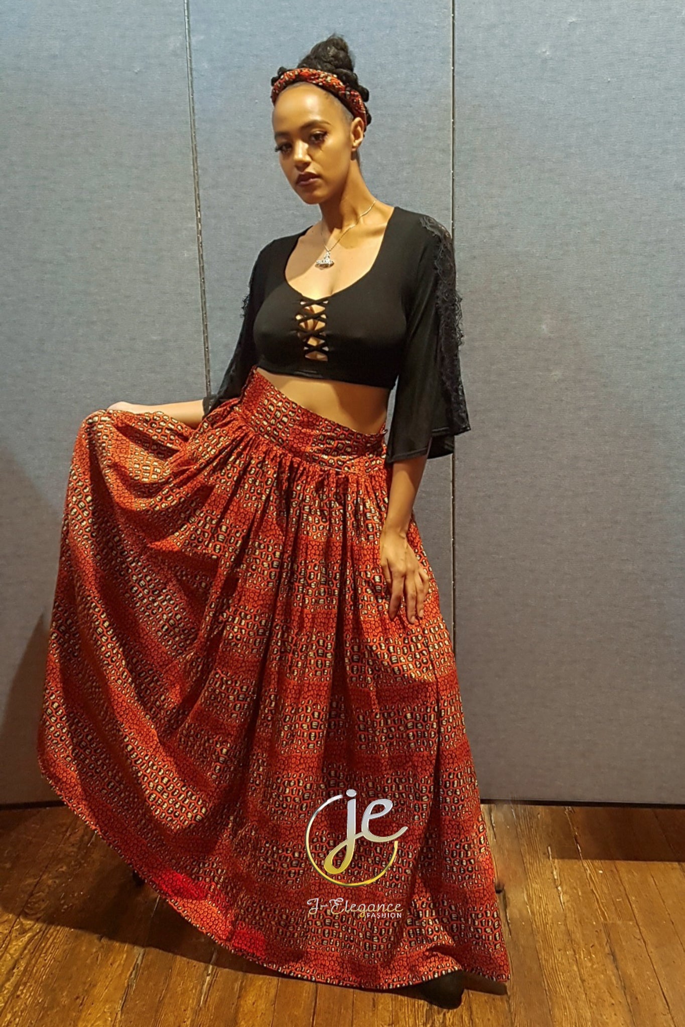 Cropped Top and Skirt Ensemble