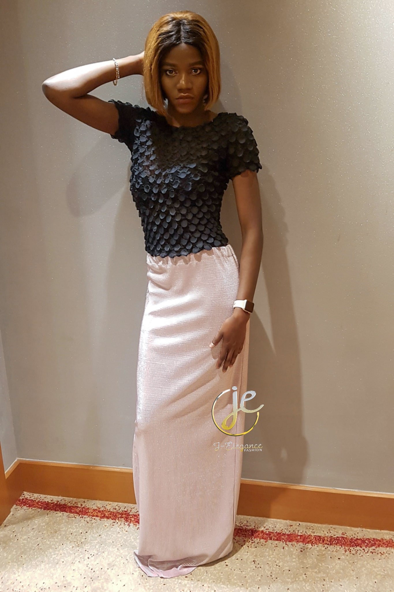Textured top and Maxi Skirt Set