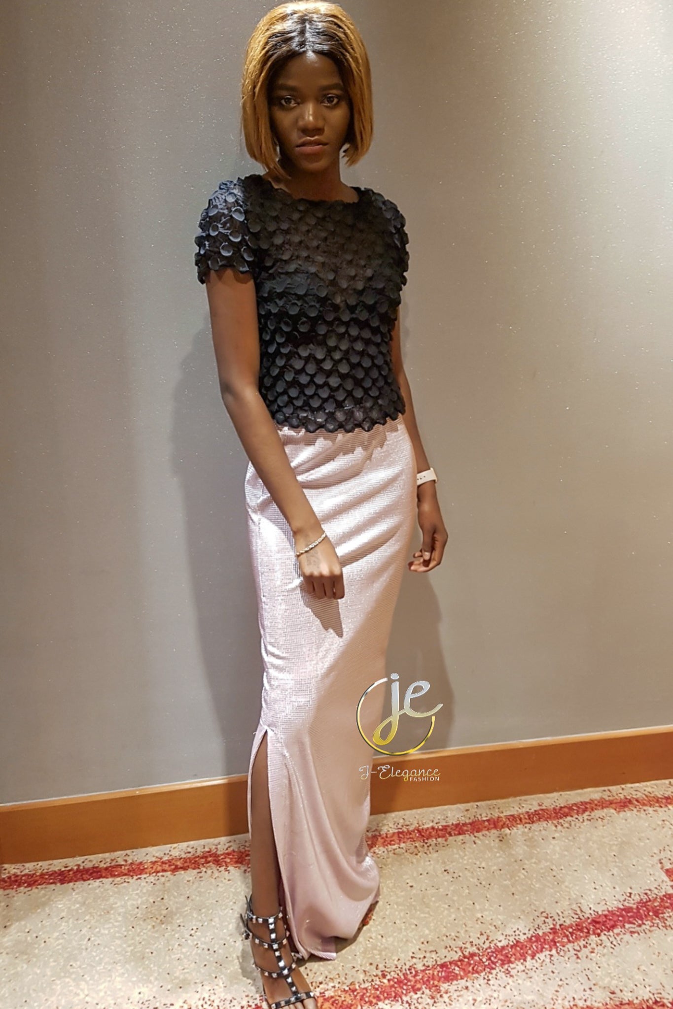 Textured top and Maxi Skirt Set